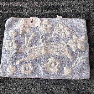 Brand New Easter Bunny Floral Print Bath Rug Light Blue & White -Threshold.